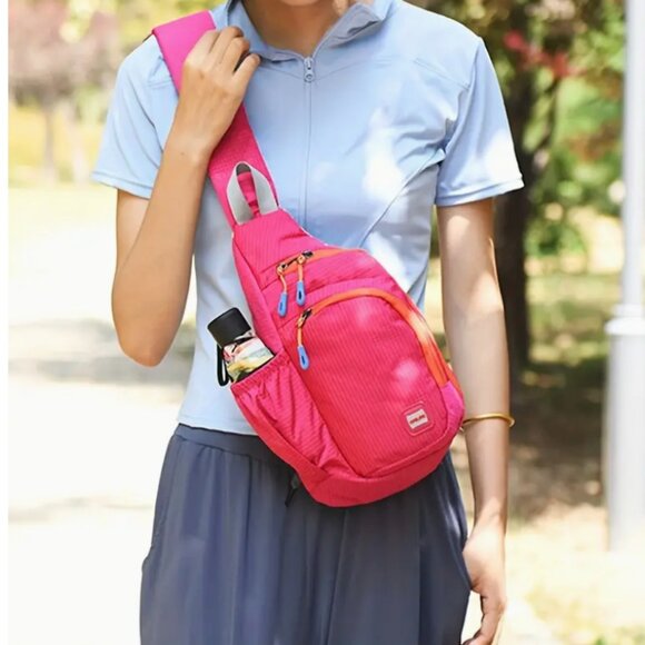 New~Lightweight Outdoor Chest Bag, Nylon Sports Fitness Hiking Cycling Sling Bag - Picture 1 of 6